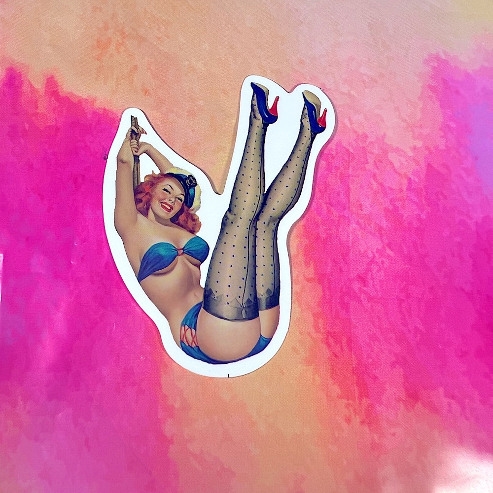 PATRIOTIC Sexy Pinup Gorgeous Sticker Retro Vintage BomberGirl Ace Lingerie